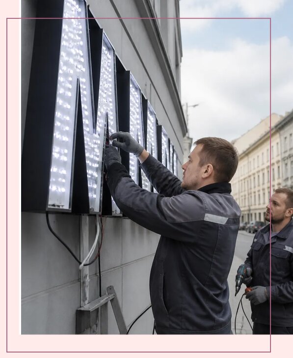 Изготовление и монтаж светодиодных LED вывесок в Отрадном